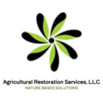 Agricultural Restoration Services logo resembling a flower with green and black petals such that the black petals appear to be becoming green.