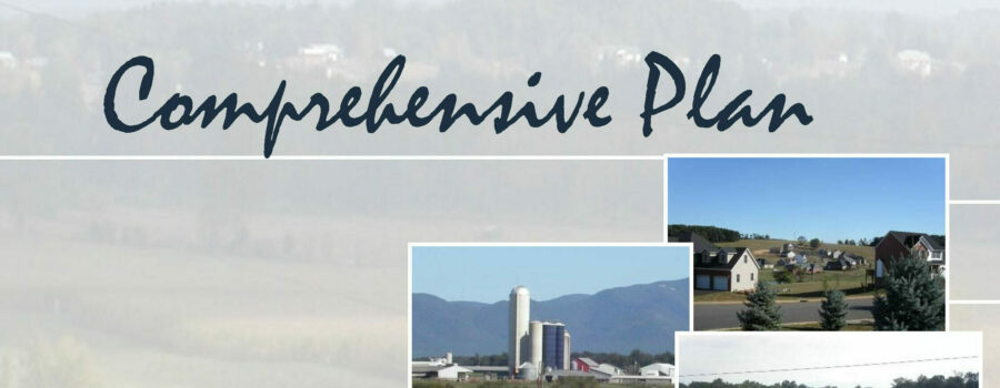 Cropped image of the cover of the current Augusta County Comp Plan with a few photos of rural landscape.
