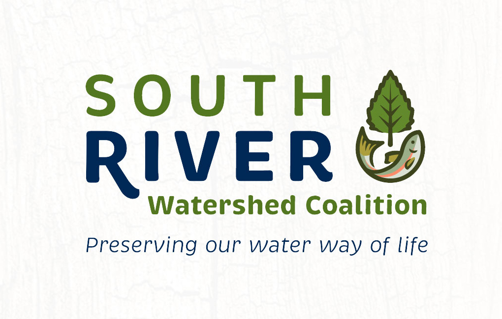 South River Watershed Coalition logo in blues and greens depicting a tree and trout with the tagline 'Preserving our water way of life'.