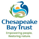 Chesapeake Bay Trust Logo in greens, blues and yellow depicting a heron, water, sky, land and plants, with the tagline Empowering People, Restoring Nature.