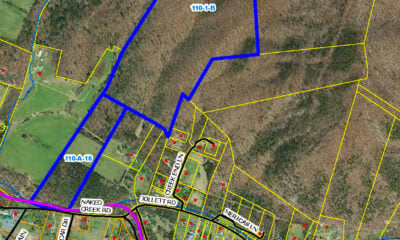 A cropped version of the satellite tax map highlighting the parcels for consideration.
