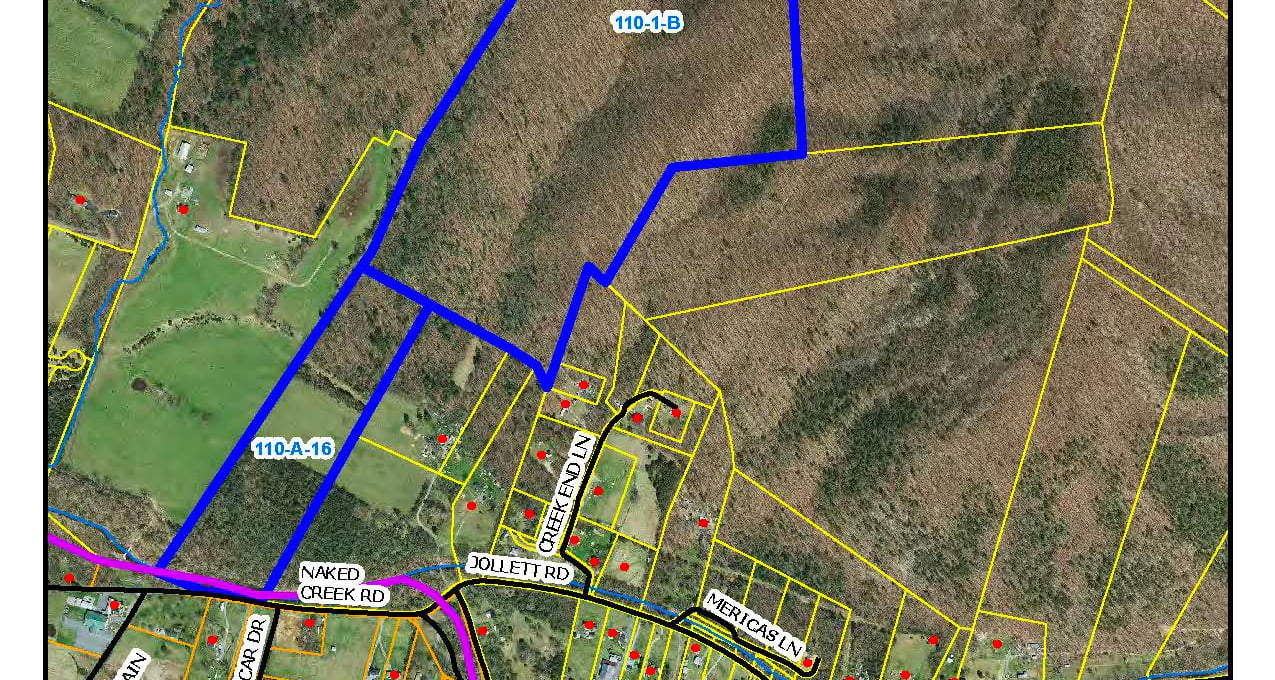 A cropped version of the satellite tax map highlighting the parcels for consideration.